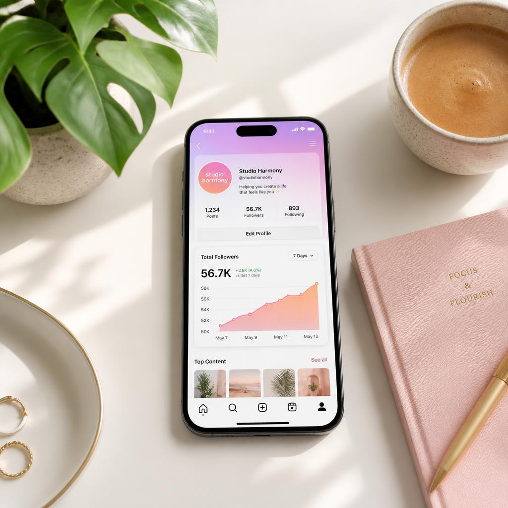 Happy user growing on social media