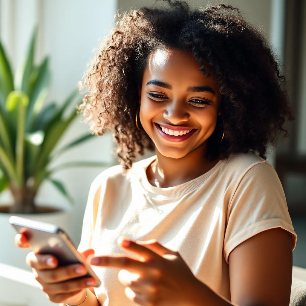 Happy user growing on social media