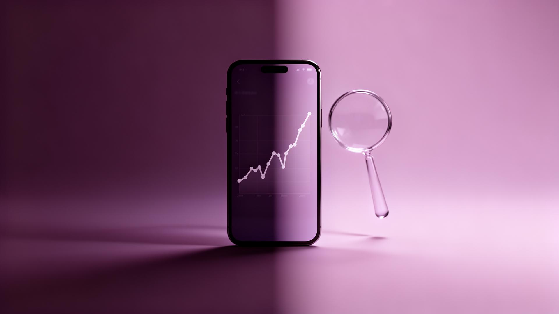 Gradiente púrpura polvoriento con un ojo minimalista – detección de shadowban de Instagram