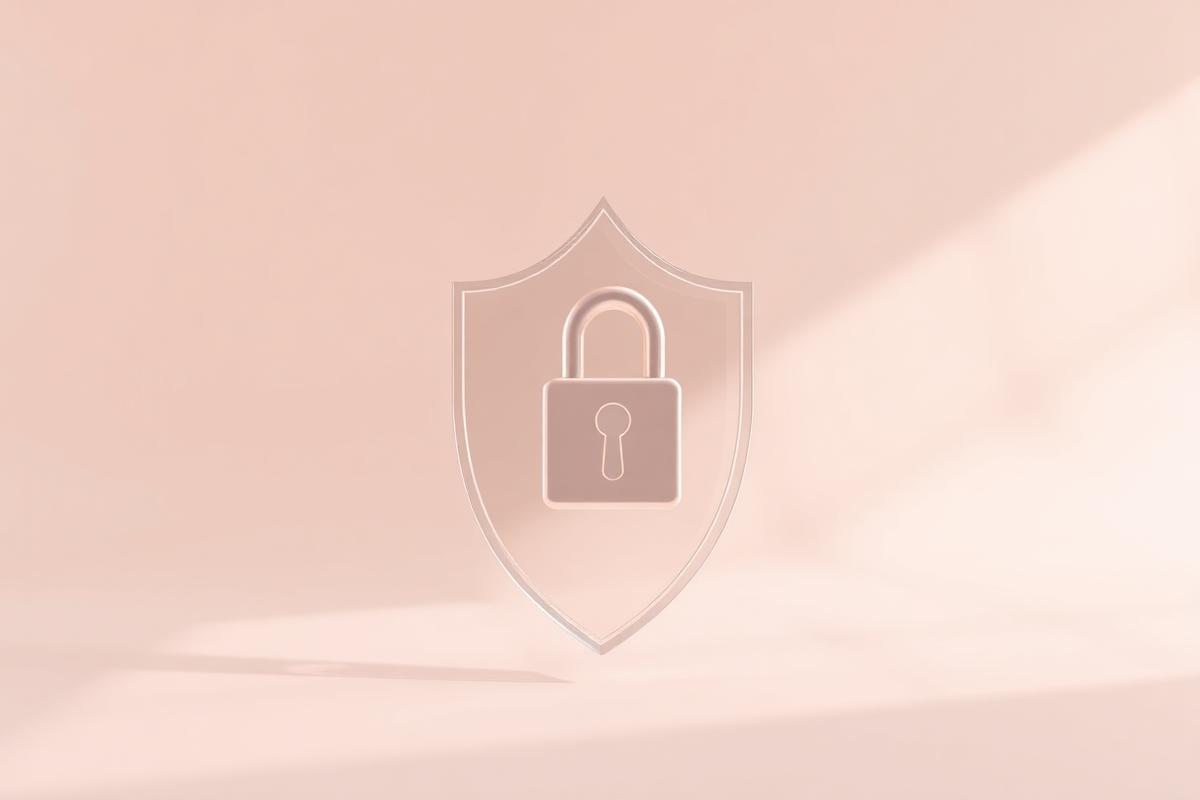 Soft cream gradient with a minimalist shield outline - safe-provider concept